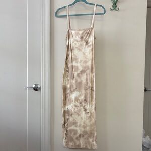 Zara Neutral Tie-Dye Cotton Ribbed Dress